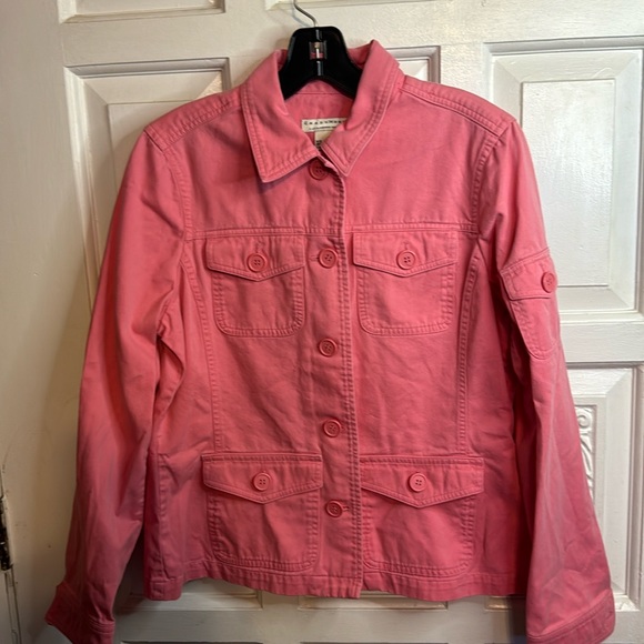 Crazy Horse Liz Claiborne Women’s Lightweight Pink Button Down Jacket Large - Picture 1 of 14